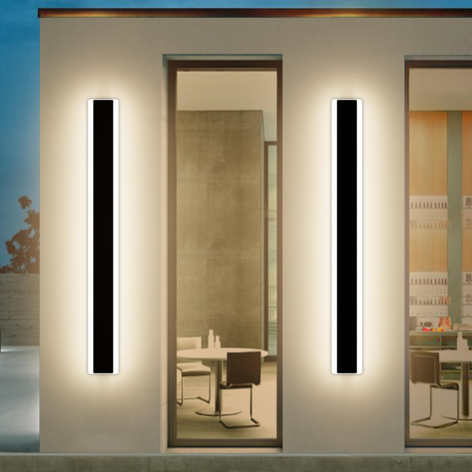 Outdoor Modern Wall Light 120CM, 42W 2520LM Long Strip Wall Sconce with 3 Colors 3000K Warm White/4500K Neutral/6000K Cool White Lights, IP65 Rainproof Outside Porch Wall Fixture for Garden — image 1