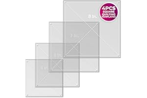 LASERTHING Square Quilting Template Set, 5", 6", 7", 8" with 1/4" Seam Allowance