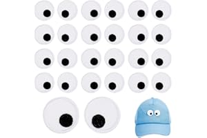 AHANDMAKER 20Pcs Eye Iron on Patches, Black White Cartoon Eyeball Applique Patch, Polyester Sew On Embroidery Appliques for J