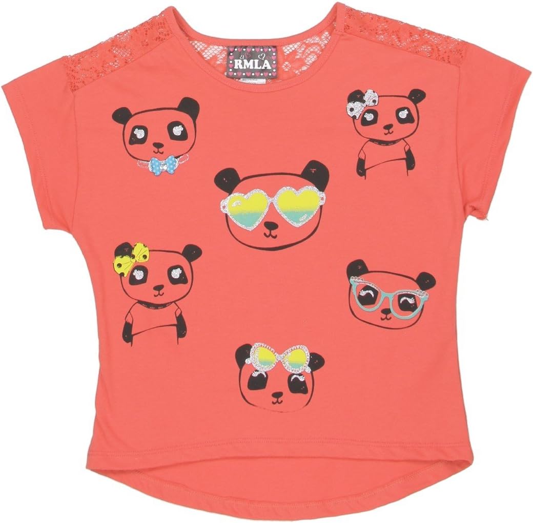 RMLA Little Girls Animal Fashion High Low Top with Lace Upper Back