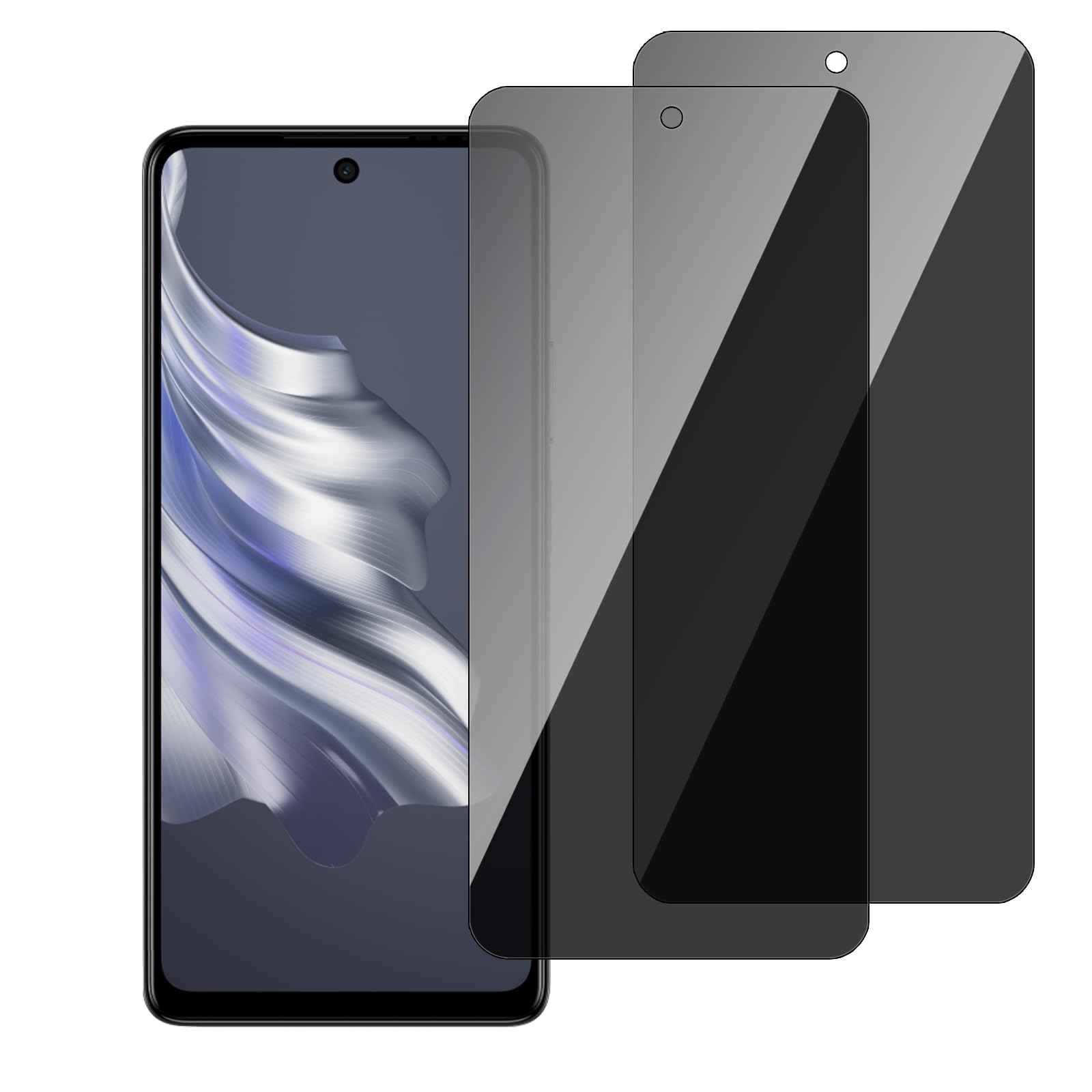 chejuza Privacy Screen Protector for Tecno Spark 20 Pro [2 Pieces], 9H Hardness, Full Coverage Anti Spy Anti Glare Tempered Glass, HD Screen Protector