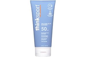 Thinksport SPF 50+ Mineral Sunscreen – Safe, Natural Sunblock for Sports & Active Use - Water Resistant Sun Cream –UVA/UVB Sun Protection – Vegan, Reef Friendly Lotion, 6oz