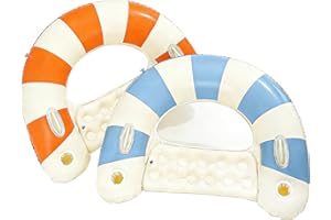 2PCS Inflatable Pool Floats Adult,Striped Pool Chairs with Cup Holders,Blow up Floats Chair for Relaxing Summer Water Fun Swi