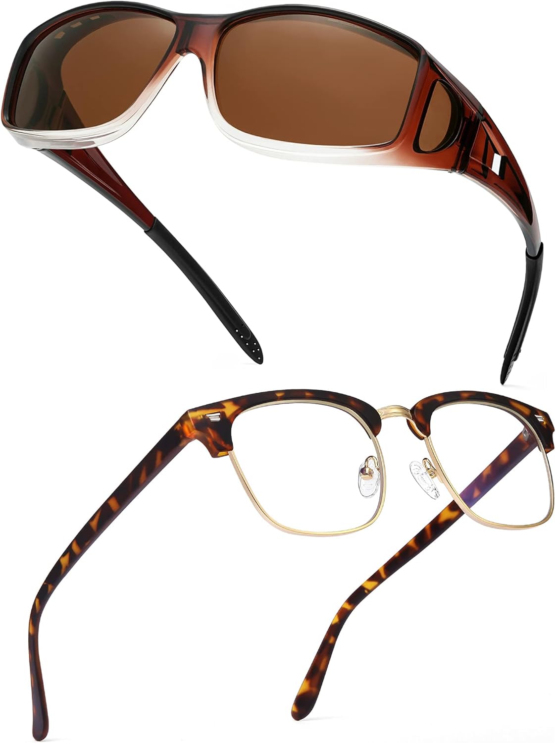 Polarized Sunglasses & Blue Light Blocking Glasses,Wrap Around UV400 Protection