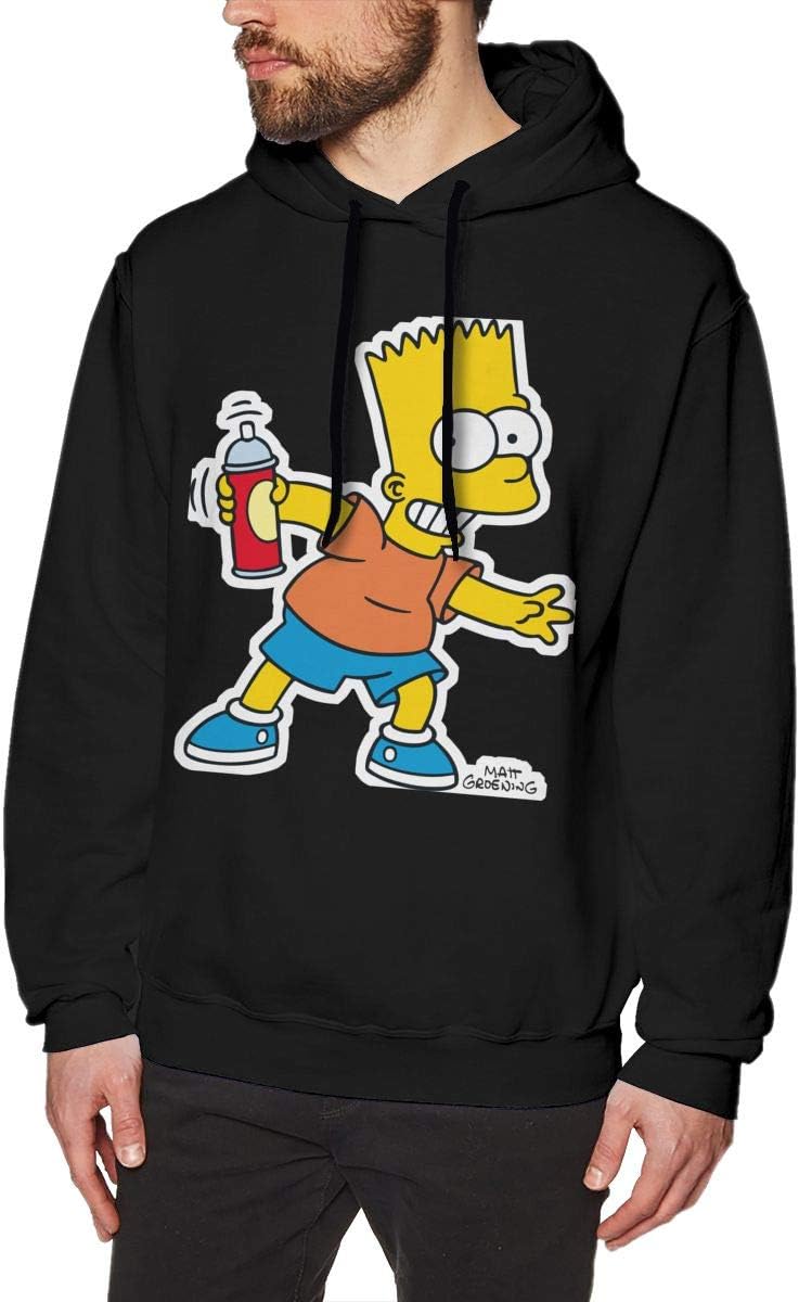 LiuYeWen Bart-Simpson Boy Pure Cotton Limited Edition Mens Hoodie Sweatshirt Black