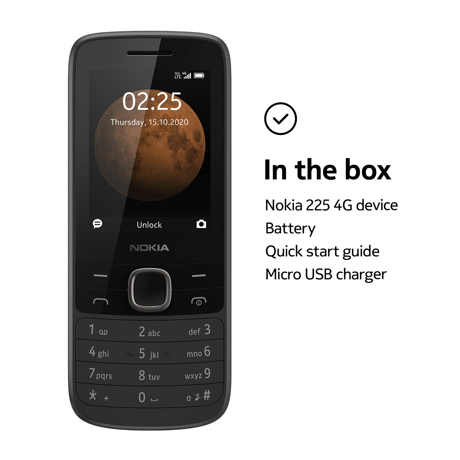 Nokia 225 | GSM Unlocked Mobile Phone | 4G | Black