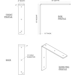 Ekena Millwork BKTM02X10X10HAHBR Steel Bracket