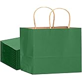 qiqee 13"x4.5"x10" Large Gift Bag with Handles Bulk 32PCS Gift Paper Bags Deep Green Bags Multiple Uses (Wide Large)