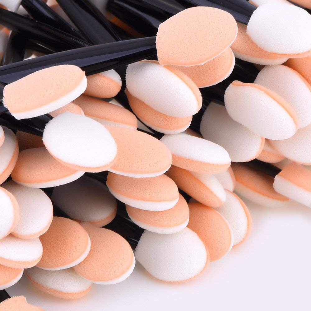 Amariver 200 Pack Disposable Eyeshadow Brush Sponge Tipped Oval Makeup Tool Dual Sides Eyeshadow Brush Comestic Applicator for Girls Lady Women Daily Beauty(Black): Beauty