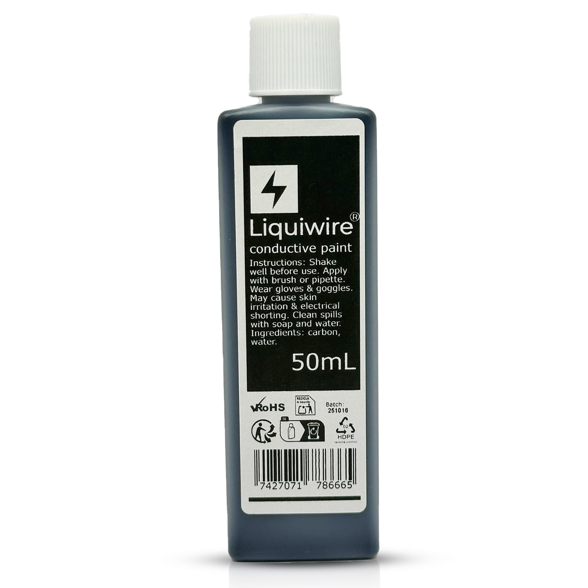 Liquiwire Electrically Conductive Paint 50ml - Water-Based Carbon Coating for Guitar Shielding, PCB & Remote Control Repair - Matte Black EMI/RF Shield