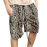Zbrandy Men's Swag Leopard Shorts Knee Length Casual Shorts