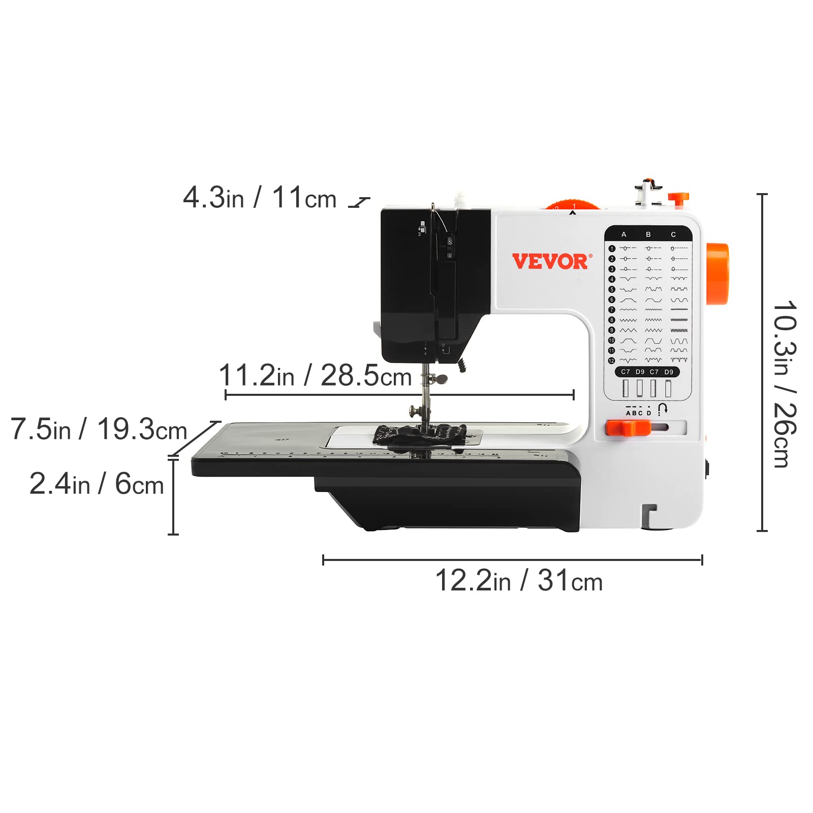 VEVOR Mini Sewing Machine for Beginners and Kids, Sewing Machines with Reverse Sewing and 38 Built-in Stitches, Dual Speed Portable Sewing Machine with Extension Table, Sewing Kit for Household Travel