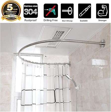Amazon Com M Top Shower Curtain Rod Curved Brushed Nickel U