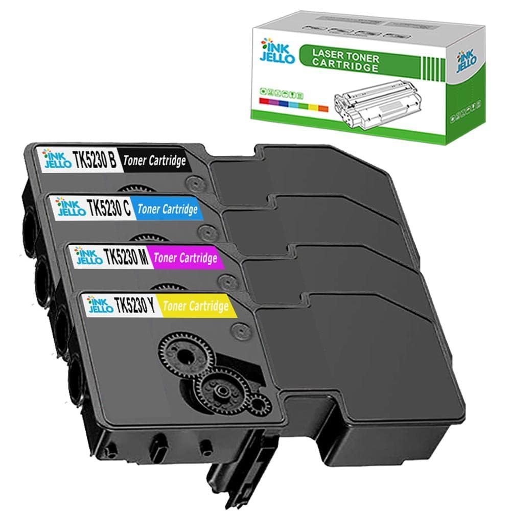 InkJello Compatible Toner Cartridge Replacement for Kyocera ECOSYS M5521cdn M5521cdw P5021cdn P5021cdw TK-5230K TK5230C TK5230M TK5230Y (Black,Cyan,Magenta,Yellow 4-Pack)