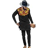 African Men‘s Clothing Fashion Suit Two Pieces Set Dashiki Outfit Top Pant Tracksuit