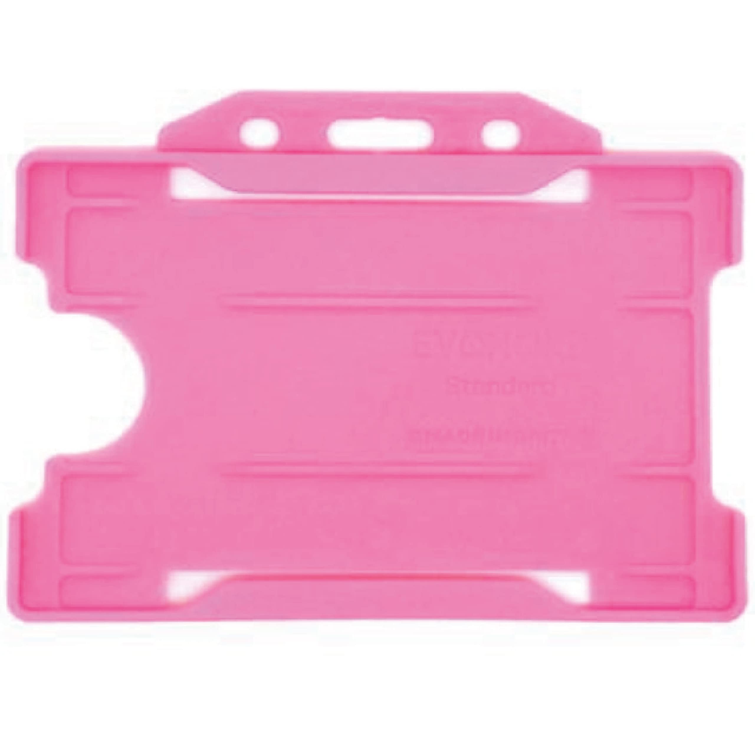 10 x Pink Recyclable Single-Sided Rigid Open Faced ID Card Badge Holders Horizontal/Landscape (CR80 54mm 86mm, Credit Card Sized) (Pink)