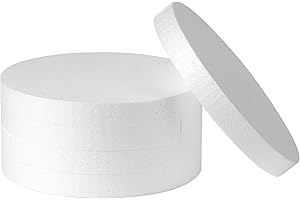 TFARC FOAM 8 Inch Foam Circles for 5-Pack 1 Inch Thick, Crafts, Polystyrene Circles for DIY Crafts School Supplies Decorations(White)