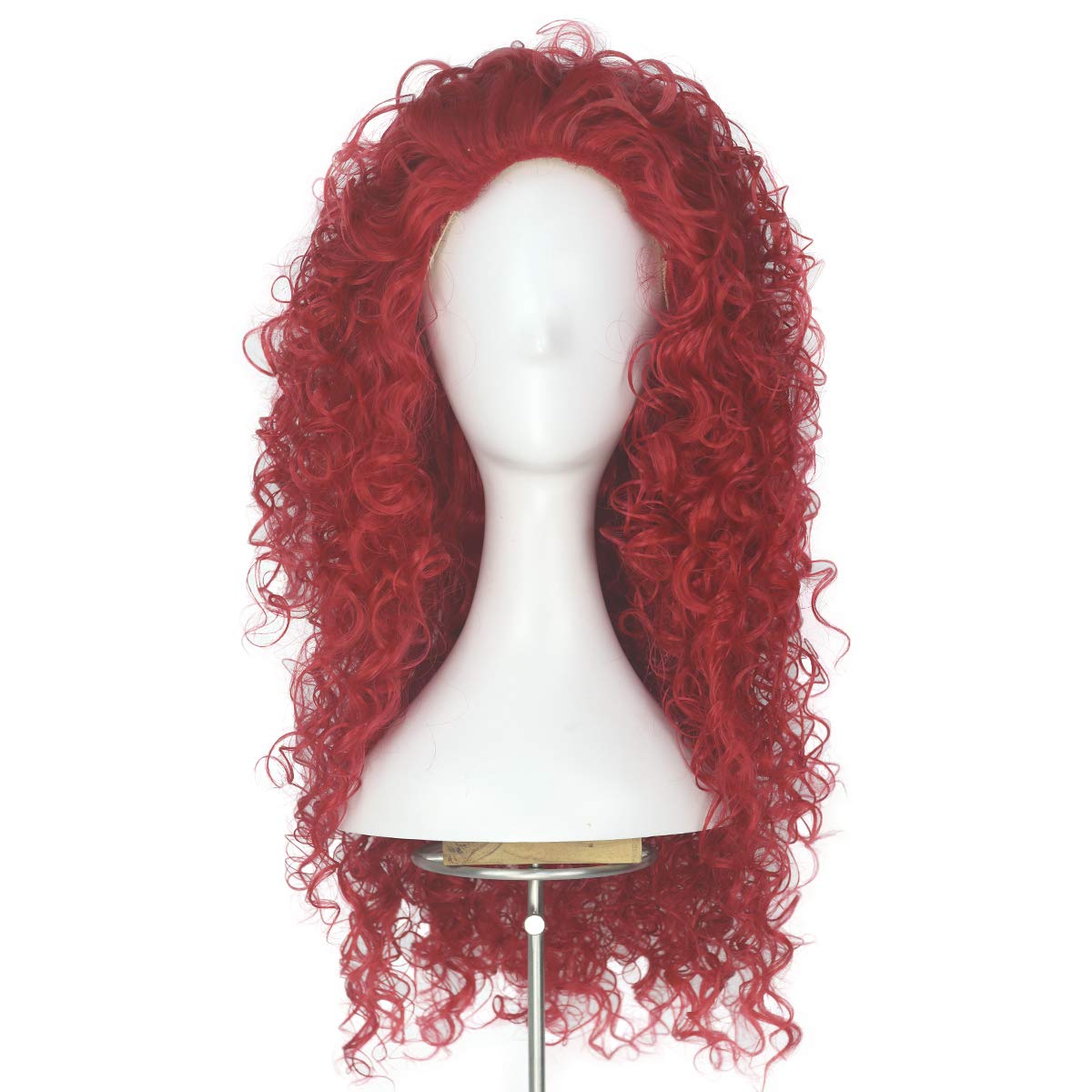 Yan Dream Long Dark Orange Spiral Afro Curly Girl's Princess Cosplay Wigs Halloween Cos Wig (Red)