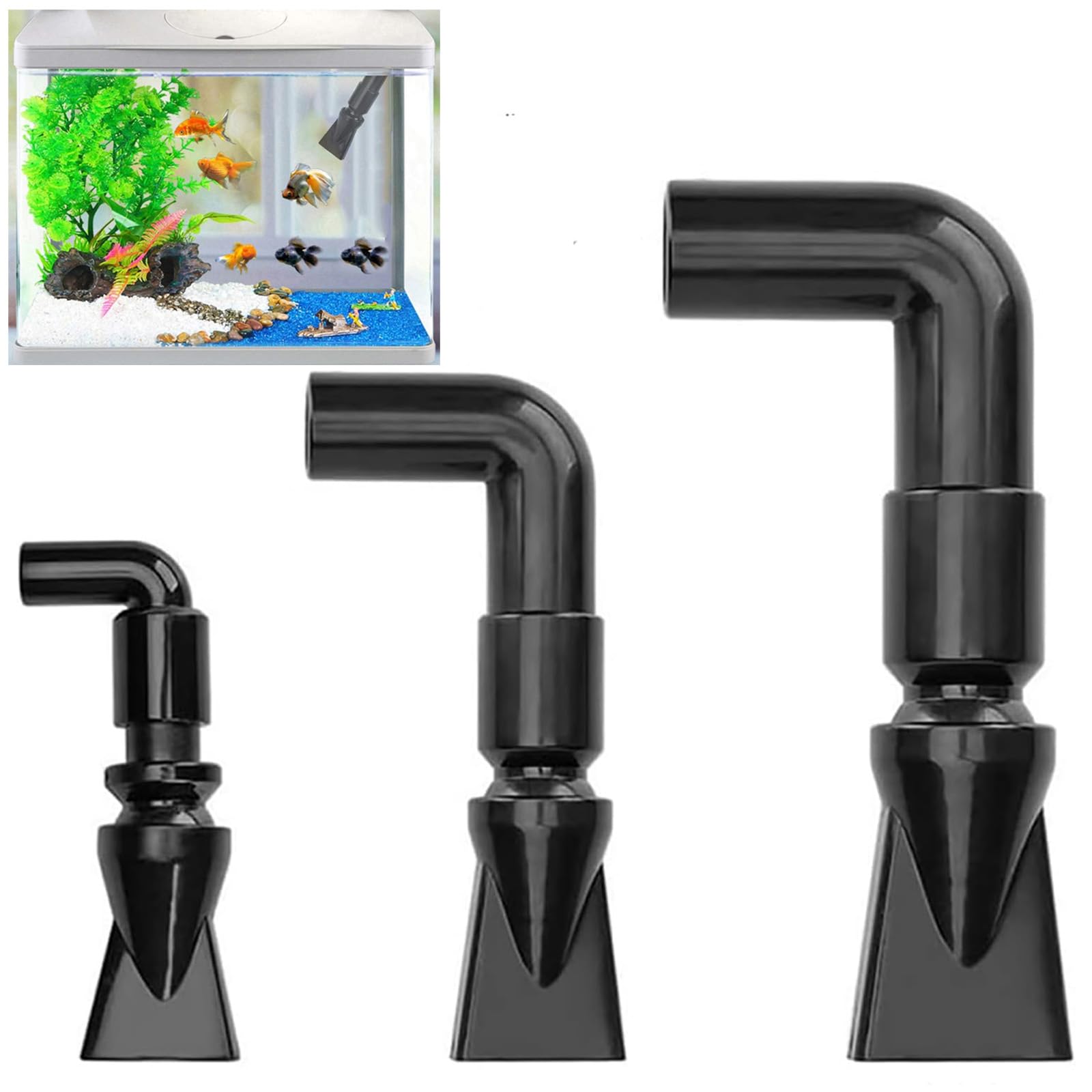 3 pcs Aquarium Water Outlet Duckbill Plastic 360° Adjustable Fish Tank Rotating Water Outlet Aquarium outlet nozzle joint Tank Water Outlet Tube Fitting for Fish Tanks Water Outflow Pipe Fitting