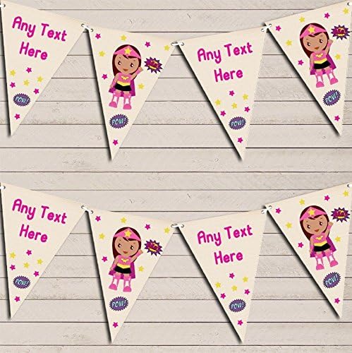 Girls Superhero Comic Children's Birthday Bunting Garland Party Banner
