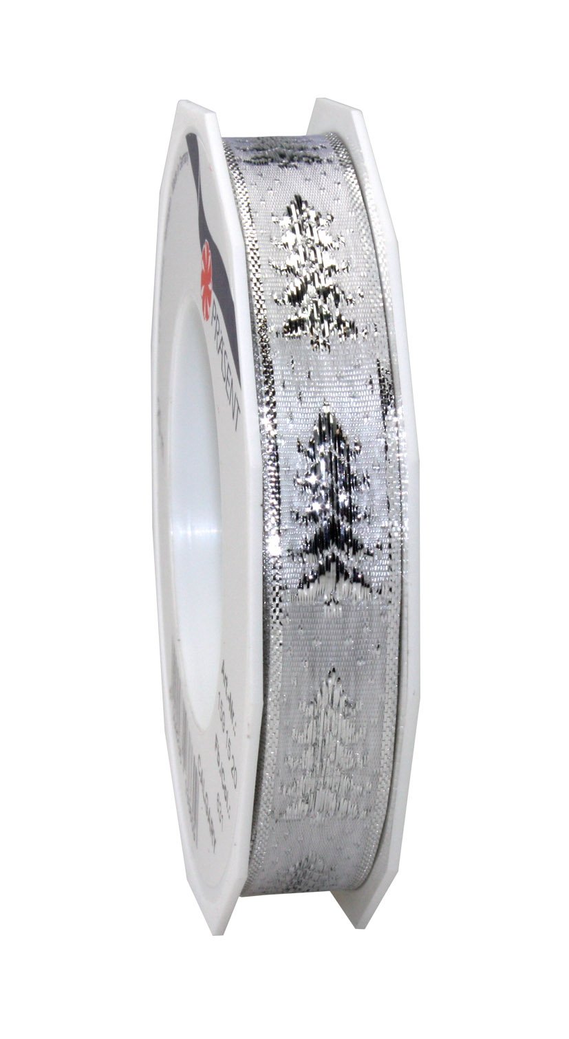 Präsent - Calgary Printed Ribbon Silver 20-m-Roll 15 mm width