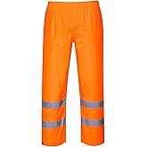 Portwest Hi-Vis Rain Trousers Viz Work Cargo Work Pants Reflective Waterproof Rain ANSI E, Orange, Medium