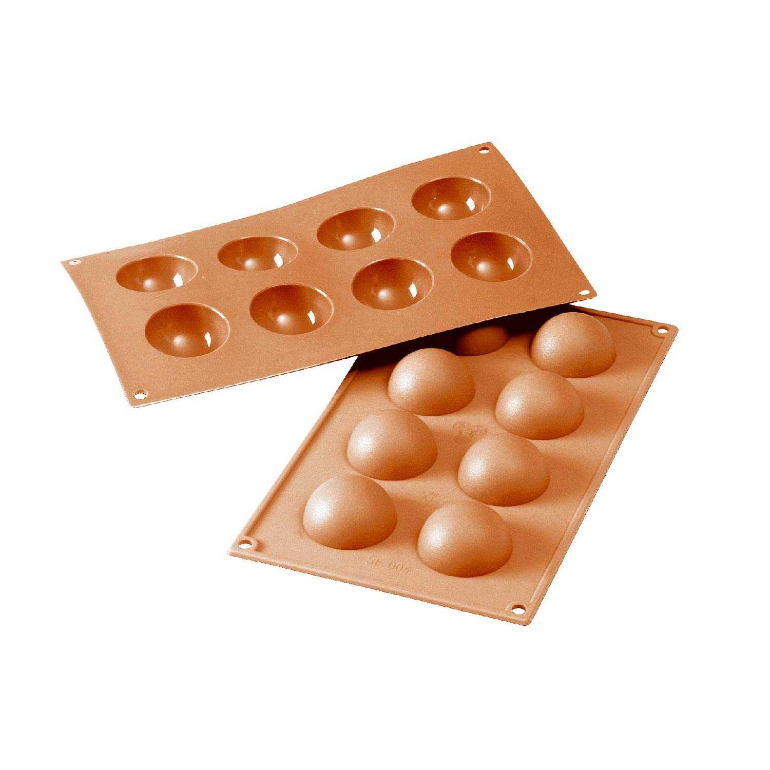 silikomart | SF004 Silicone mould for Monoportions SEMISFERA, non-stick, 8 cavities, Pack of 1 Cake mould, Ø 50 h 25 mm, Made in Italy