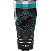 Tervis Traveler NFL Miami Dolphins - Night Game Triple Insulated Tumbler Travel Cup Keeps Drinks Cold & Hot, 30oz, Stainless Steel
