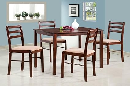 T2A Nobis Solid Wooden Four Seater Dining Table Set for Home (Matte Finish, Brown)