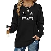 Yandino Long Sleeve Shirts for Women Casual Crewneck Sweatshirt 2025 Trendy Loose Basic Tunic Tops