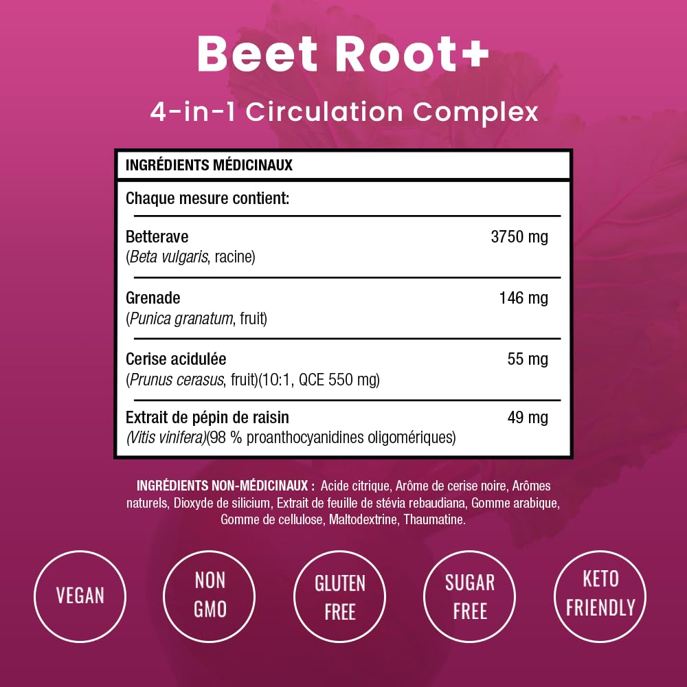 NutraChamps Beet Root Powder Circulation Supplement, Superfood Powder Nitric Oxide with Beetroot Juice, Super Reds & Grape Seed Extract, No Sugar Beet Supplement - 8.74 Oz