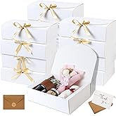 15 PCS Gift Boxes with Lids, 10.6x7.8x3.1 Inch Gift Boxes, Groomsmen Proposal Box, Luxury Gift Box with Ribbon for Bridesmaid Box, Kraft Paper Boxes for Wedding, Packaging, Present, Birthday, Christmas, Party,Contains 15sets Envelopes and Thank You Cards