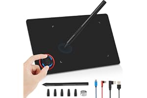 IMAGE Portable Graphics Drawing Tablet 8.9*5.3 Inch with 8192 Levels Battery-Free Pen and 1 Magic Circle 4 Hot Keys, Compatib
