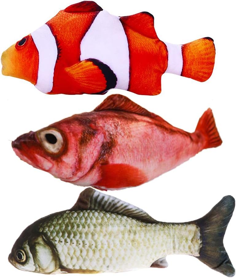 pepoot Catnip Toys Kitten Toys Cat Toy Fish Plush Fishes Dolls Interactive Pets Pillow Chew Toys for Cats Pet Supplies for Kitty