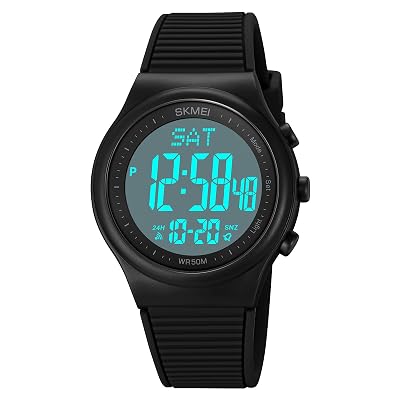 Digital Watch for Women Waterproof Stopwatch Sports Watches for Mens and Womens Unisex Outdoor Rubber Strap Multifunction Wristwatch with Luminous Display,Black/White