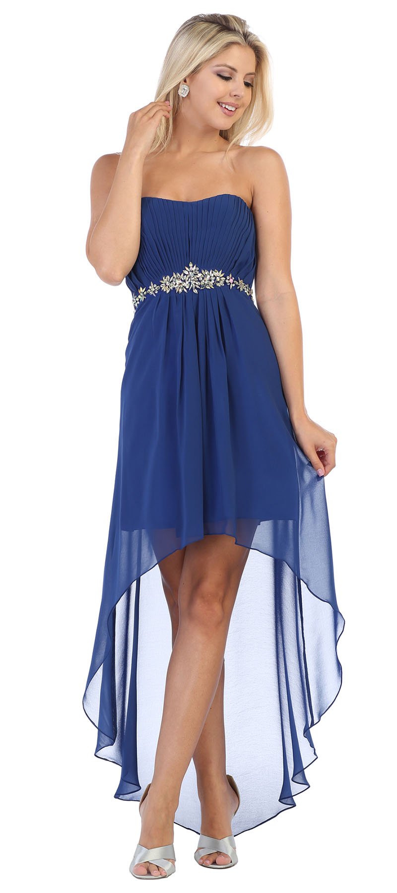 May Queen MQ1035 Simple High Low Prom Dress