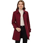 Allegra K Women's Winter Outerwear Overcoat Peter Pan Collar Mid-thigh A-line Single Breasted Pea Coat