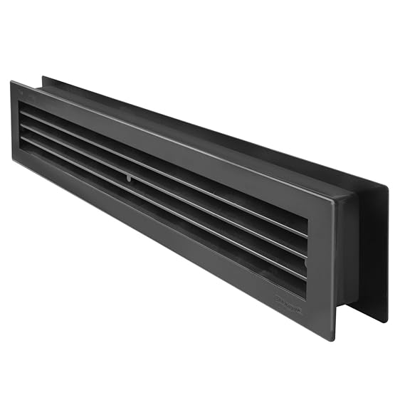 Die Belüftung pt489 N Lüftungsgitter Kunststoff rechteckig 480 x 98 mm Teleskop, Schwarz