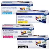 Brother TN-315BK,TN-315C,TN-315M,TN-315Y (OEM) GENUINE Toner Combo Set Brother Printer Series HL-4150CDN Brother HL-4570CDW Brother MFC-9460CDN Brother MFC-9560CDW Brother MFC-9970CDW