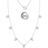 Poshadime 3.50cttw Pear Cut Teardrop Shape Moissanite Station Necklace in 925 Sterling Silver 14K Gold Plated Jewelry for Women's 16"-18"