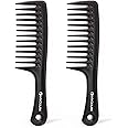 HYOUJIN Two Set Large Wide Tooth Comb Detangling Wet or Dry Combs for Shower, Hair Styling Brush for Natural, Curly, Long Hair for Women and Men