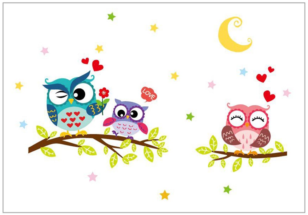Stonges Owl Stand On The Tree Branch Wall Sticker Removable Wall Art Decals for Home Nursery Bedroom Decor