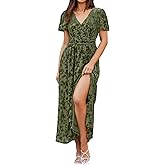Simplee Women's Velvet Maxi Dress V Neck Short Sleeve Empire Waist Semi Formal Long Cocktail Dresses