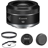 Canon RF 50mm f/1.8 STM Lens Bundle with UV Filter + Lens Cap Keeper