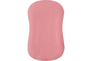 Hooyax Muslin Baby Lounger Cover 1 Pack, 100% Cotton Soft & Breathable Infant Lounger Covers Only for Newborn (Dark Pink)