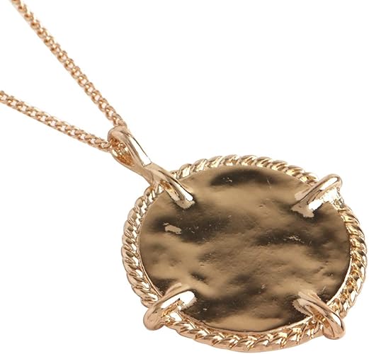 Amazon Cream Dot クリームドット ネックレス レディース 人気 金属アレルギー対応 ニッケルフリー ロングニッケルフリー コインチェーン プレート たたき加工 丸 メタル 大人カジュアル ゴールド ワンサイズ ネックレス 通販