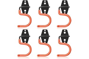 HUPBIPY 6 Pack Garage Hooks(S Hook), Garden Tool Organizer Wall Mount Garage Organizers and Storage with Heavy Duty Hooks Tool Hangers for Garage Wall, Shed, Garden (Orange S Hook, S Hook)