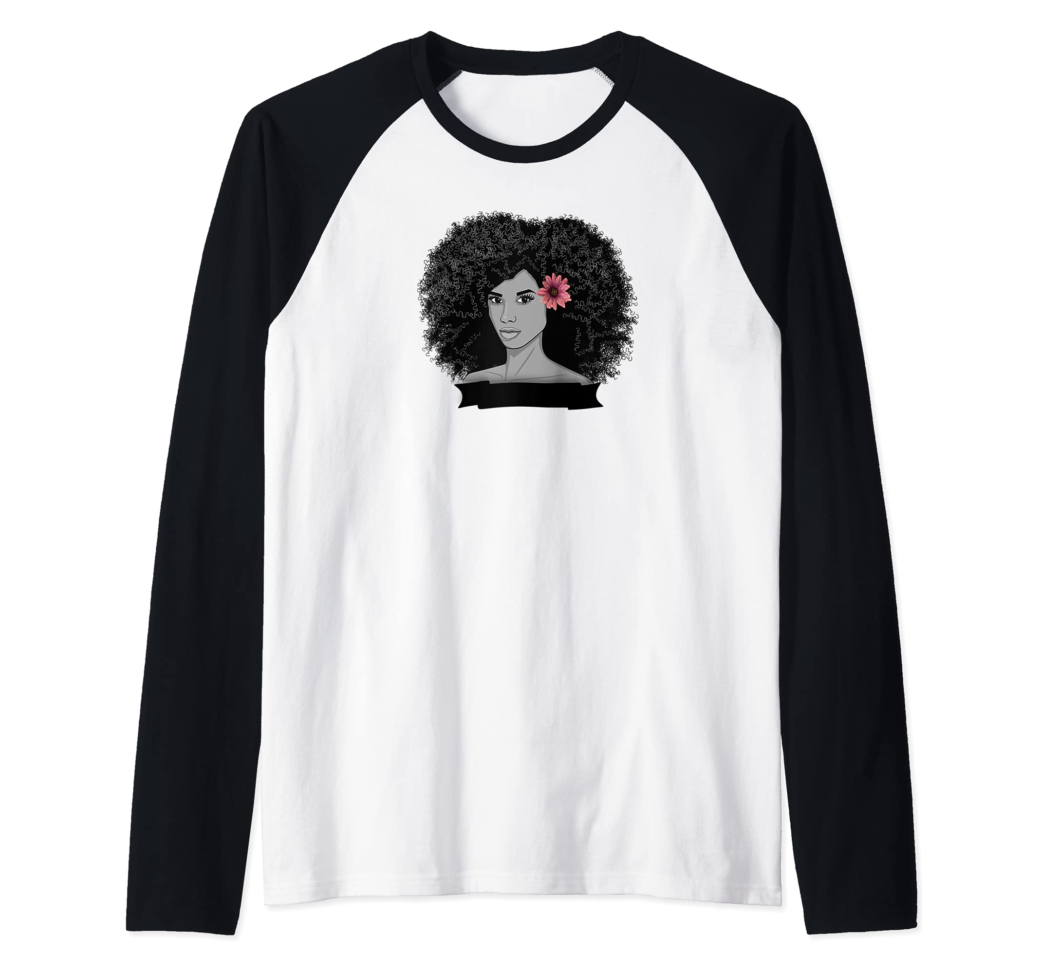 Black Girl Afro Art Hair African American Women Raglan Baseball Tee