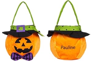 Personalized Halloween Baskets for Kids Halloween Buckets for Trick or Treat Custom Name Pumpkin Candy Buckets Bags for Hallo