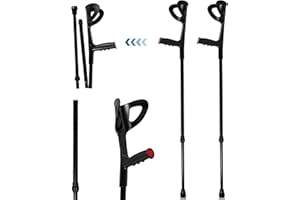 KTZCTPCA Elbow Crutch, 2 Pcs Forearm Crutches Adults, 10 Level Height Adjustable Walking Crutch Foldable with Ergonomic Grip 